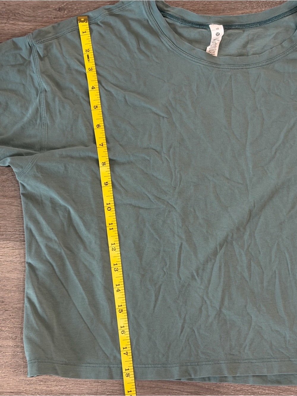 Lululemon All Yours Crop Tee Green Grey Pima Cotton Short Sleeve Top Size 10 - Picture 5 of 6
